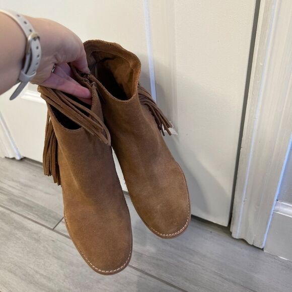 Arturo Chiang Reiden Fringe Ankle Boot, Brown Suede Size 8.5 - Picture 4 of 10